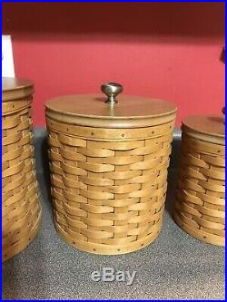 Longaberger Canister (4) Set With Sealed Plastic Inserts with lids 2004