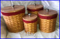 Longaberger Canister (4) Set With Sealed Plastic Inserts withlids & cloth inserts
