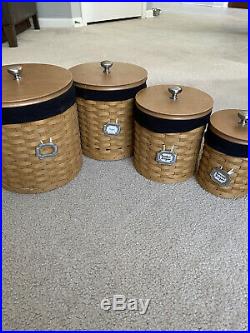 Longaberger Canister Basket Set Lidded Protectors/ Liners Set of 4 Black