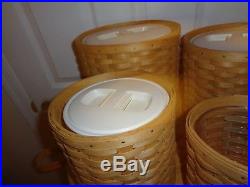 Longaberger Canister Basket Set Of 4 With Wood Lids And Protectors