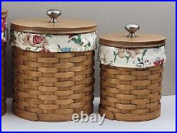 Longaberger Canister Basket Set of 3 with Lids & Liners Small, Medium, & Large