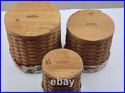 Longaberger Canister Basket Set of 3 with Lids & Liners Small, Medium, & Large