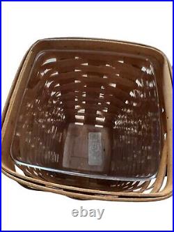 Longaberger Canister Basket Set of 4 Lids & protectors 2002 Woven