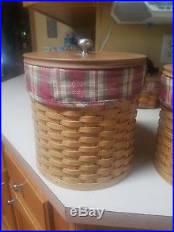 Longaberger Canister Baskets (Set of 4), wooden lids & liners