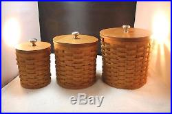 Longaberger Canister Set 2003 Woodcraft Lids, Sealable Containers Retired