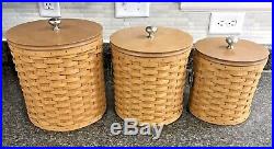 Longaberger Canister Set 2004 with Woodcraft Lids Retired