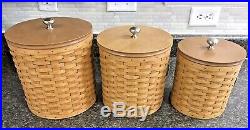 Longaberger Canister Set 2004 with Woodcraft Lids Retired