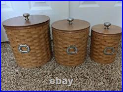 Longaberger Canister Set 3 Baskets Woodcraft Wood Lids & Inserts