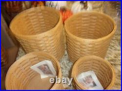 Longaberger Canister Set 4 Basket With Wood Lids And Protectors