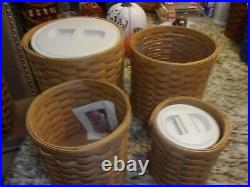 Longaberger Canister Set 4 Basket With Wood Lids And Protectors