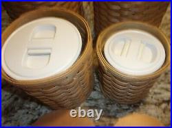 Longaberger Canister Set 4 Baskets With Wood LID And 2pc Inserts