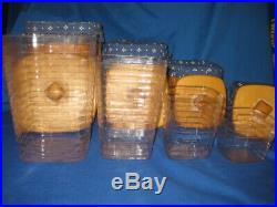 Longaberger Canister Set Baskets With Wooden Lids, Liners & Protector 1997