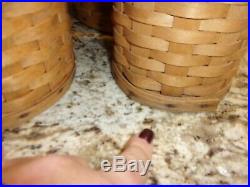 Longaberger Canister Set Of 4 Baskets Resealable Lids Protectors Check Liners