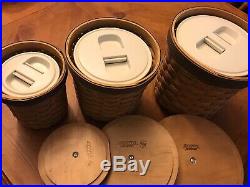 Longaberger Canister Set With Never Used Hard Plastic Inserts 2006 See Descript
