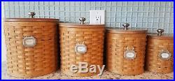 Longaberger Canister Set of 4 With Plastic containers 2004, 2005 removable tags