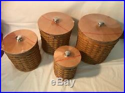 Longaberger Cannister Basket Set with Plastic Inserts and Lids Set of 4