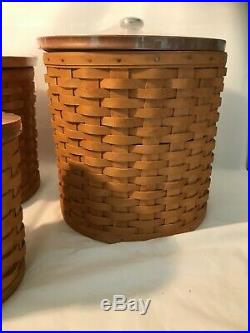 Longaberger Cannister Basket Set with Plastic Inserts and Lids Set of 4