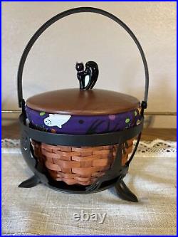 Longaberger Cauldron Basket With Liner, Protector, Lid, And Knob