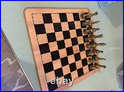 Longaberger Chess Set BRONZE & PEWTER terrific condition all pieces present