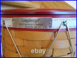 Longaberger Christmas Drum Basket Set Red with Lid Tie-On shipping included