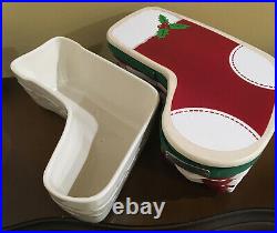 Longaberger Christmas STOCKING Basket Set-With Protector, Lid, Ivory Dish