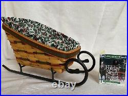 Longaberger Christmas Sleigh Basket Set With Wrought Iron Runners