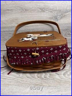 Longaberger Classic 1991 Picnic Basket WithFabric Liner & Painted Lid By B. Chapman