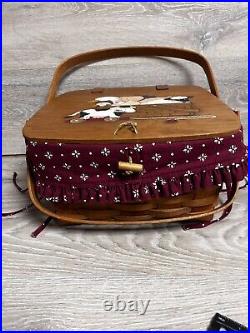 Longaberger Classic 1991 Picnic Basket WithFabric Liner & Painted Lid By B. Chapman