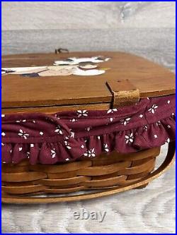 Longaberger Classic 1991 Picnic Basket WithFabric Liner & Painted Lid By B. Chapman