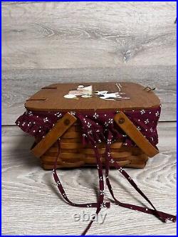Longaberger Classic 1991 Picnic Basket WithFabric Liner & Painted Lid By B. Chapman