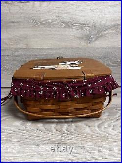 Longaberger Classic 1991 Picnic Basket WithFabric Liner & Painted Lid By B. Chapman