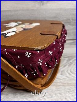 Longaberger Classic 1991 Picnic Basket WithFabric Liner & Painted Lid By B. Chapman