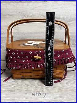 Longaberger Classic 1991 Picnic Basket WithFabric Liner & Painted Lid By B. Chapman