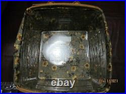 Longaberger Classic Cake Basket Set in Khaki Floral with Lid