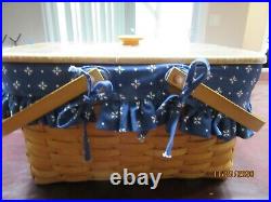 Longaberger Classic Large Market Basket Set with Lid and Two Liners