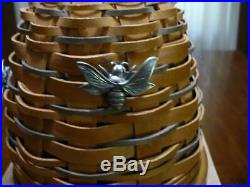 Longaberger Collector's Club Bee Hive Basket Set with 3 Pewter Bee Charms NIB VHTF
