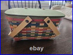 Longaberger Collector's Club Mini Picnic Basket 2004 Multicolor Weave with Tag