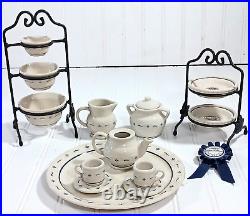 Longaberger Collector's Club Miniature Mini Tea Set Cookie Jar Pie Plates Bowls