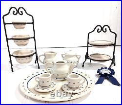 Longaberger Collector's Club Miniature Mini Tea Set Cookie Jar Pie Plates Bowls