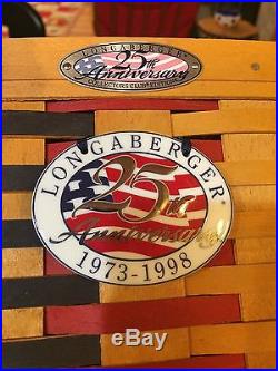 Longaberger Collectors Club 25th Anniversary Flag/magazine Basket Set Complete