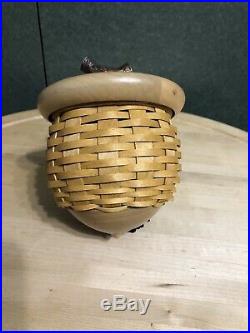 Longaberger Collectors Club Acorn Basket Set With Oak Leaf Stand New