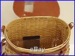 Longaberger Collectors Club CC Fishing Creel Basket Set with Leather Handles NEW