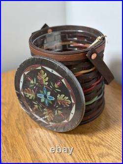 Longaberger Collectors Club Firkin Basket With Tags Handle & Lid Dark Color NEW