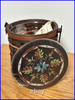 Longaberger Collectors Club Firkin Basket With Tags Handle & Lid Dark Color NEW