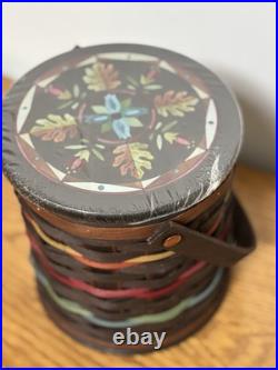 Longaberger Collectors Club Firkin Basket With Tags Handle & Lid Dark Color NEW