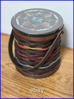 Longaberger Collectors Club Firkin Basket With Tags Handle & Lid Dark Color NEW