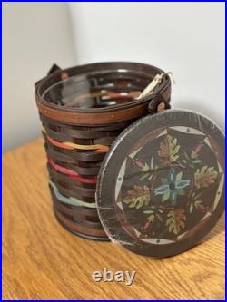 Longaberger Collectors Club Firkin Basket With Tags Handle & Lid Dark Color NEW