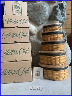 Longaberger Collectors Club Harmony Basket Set Of Five w protectors, Never Used