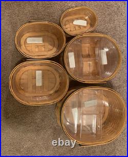 Longaberger Collectors Club Harmony Baskets 1-5 Set With Lids And Protectors