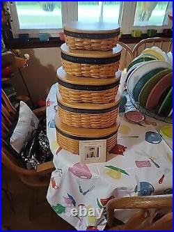 Longaberger Collectors Club Harmony Set Of 5 Stackable Baskets With Lids And Pro